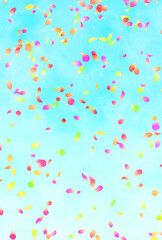 背景素材_水彩_花吹雪_カラフル