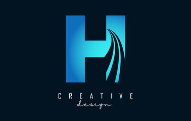 Creative letter H logo with leading lines and road concept design. Letter H with geometric design.
