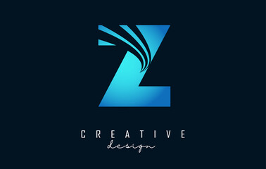 Creative letter Z logo with leading lines and road concept design. Letter Z with geometric design.