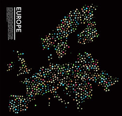 Geometric simple minimalistic style Europe map background. Colorful triangles on white background. Triangular pattern for your business design. Vector.