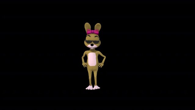 Cartoon Mrs.Rabbitt Dance 7, Animation.1920X1080.17 Second Long.Transparent Alpha video.