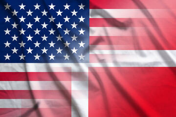 Fototapeta premium USA and Denmark state flag international negotiation DNK USA