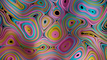 3d render top view multicolored topographic abstract circular fields