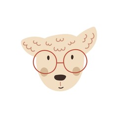 poster postcard print of cute dog with glasses vector illustration isolated on white background