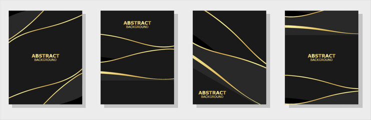 Collection of luxury backgrounds with gold colored line and wave patterns, labels, for luxury product packaging and design, brochures, book covers, invitations, flyers, brochures, banners.