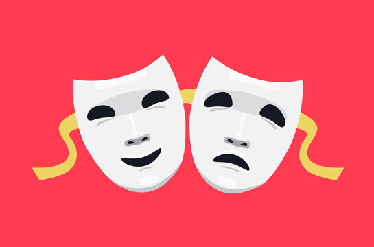 theatre masks comedy and tragedy vector illustration