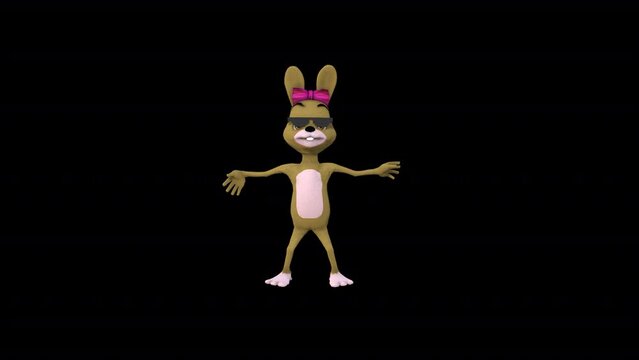 Cartoon Mrs.Rabbitt Dance 10, Animation.1920X1080.12 Second Long.Transparent Alpha video.