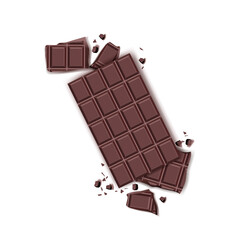 Bar of chocolate with pieces on an isolated background