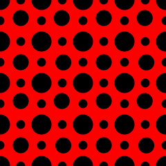 seamless geometric pattern of red circles on a black background, texture, design