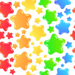 Seamless pattern with funny cartoon jelly stars. Vector childish texture.