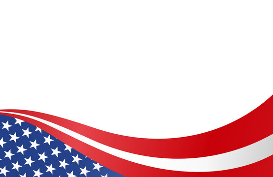 American flag flying on white background