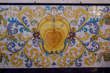 baldosas policromadas, Parròquia de Sant Mateu, Bunyola, Mallorca, balearic islands, Spain