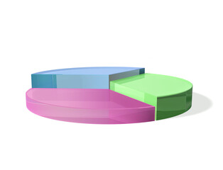 Stylized glass round infographic. Three parts. 3d illustration.