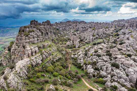 Aerial of El Torcal de Antequera nature reserve, Antequera, Andalucia