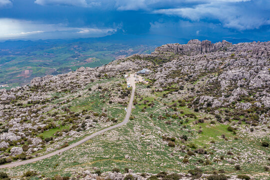Aerial of El Torcal de Antequera nature reserve, Antequera, Andalucia
