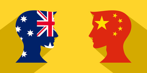 face to face concept. australia vs china. vector illustration