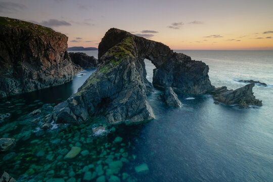 Stac A Phris sea arch, Isle of Lewis, Outer Hebrides, Scotland.