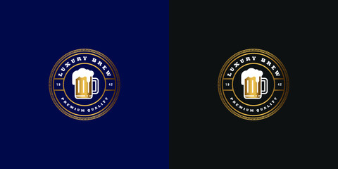 Fototapeta premium Beer logo design vintage badge label style vector design