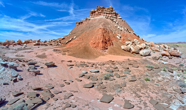 Formation west of Pintado Point called Pintado's Castle, in Petrified Forest National Park, Arizona, United States of America