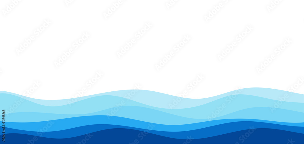 Wall mural blue river ocean water wave fluid layer vector background curve zigzag abstract