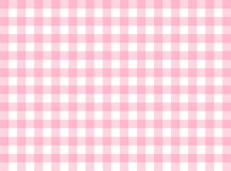 Pink gingham fabric square checkered seamless pattern texture background vector - obrazy, fototapety, plakaty