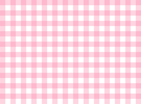Pink Gingham Fabric Square Checkered Seamless Pattern Texture Background Vector