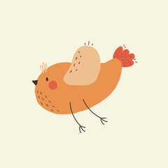 cute free flying bird print vector illustration