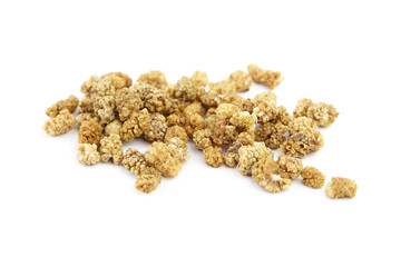 Mulberry dry berries morus alba isolated on white