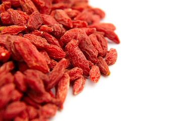 Dried goji berries isolated on white