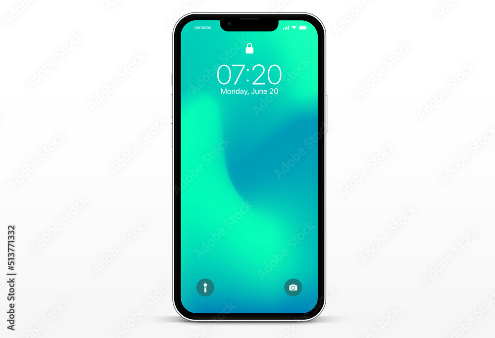 Aufkleber High quality realistic smartphone mockup with editable screen isolated vector. Smart phone mockup for UI UX, business presentation. Device preview. 3D mobile phone with a shadow on a white background.