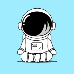Astronaut Yoga Cartoon Illustration