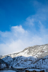 snowy mountains of the Principality of Andorra. Snow, skiing, mountains, clouds, a perfect place.