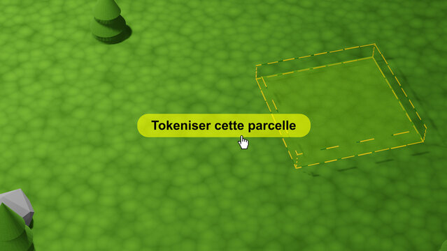 WEB3, un utilisateur tokenise une parcelle digital collectible nft dans le metaverse. Acheter un token immobilier dans le meta verse. Terrain NFT dans un monde virtuel d&eacute;centralis&eacute; web3. 