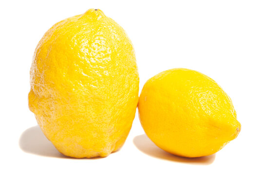 Two lemons isolated on white background. Tropical fruit