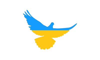 Peace for world. Yellow-blue bird.