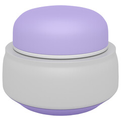 A jar for cosmetics for the presentation of products. Blank for mockup. A jar of gray glass and a blue lid on a white background. Isolate. 3D rendering.