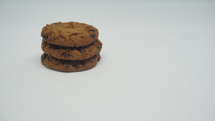 chocolate chip cookies on white background