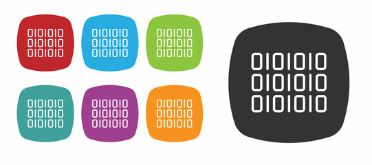 Black Binary code icon isolated on white background. Set icons colorful. Vector