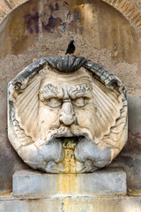 Antonio Mun&otilde;z, Fontanone, Maschera, romana, Santa Sabina, Parco Savello. Roma, Lazio, Italy, Europa.