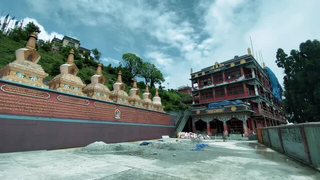 The ultra wide view to Lava Kagyu Thekchen Ling Buddhist Monastery, Kalimpong District.