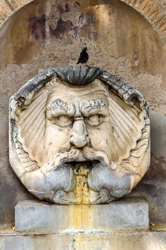 Antonio Mun&otilde;z, Fontanone, Maschera, romana, Santa Sabina, Parco Savello. Roma, Lazio, Italy, Europa.