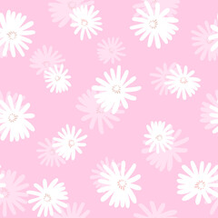 Seamless floral pattern based on traditional folk art ornaments. Colorful flowers on color background. Scandinavian style. Sweden nordic style. Vector illustration. Simple minimalistic pattern