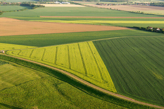 Agricultural fields in spring from above © kelifamily