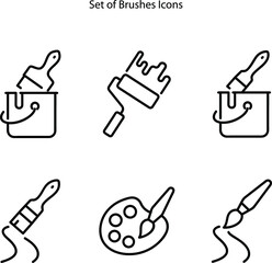paint brush icons set isolated on white background. paint brush icon thin line outline linear paint brush symbol for logo, web, app, UI. paint brush icon simple sign.