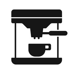 Carob coffee machine vector icon. Hot drink maker and coffee cup, kitchen appliances sign
