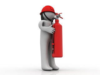 3d illustration Fire and safety officer
