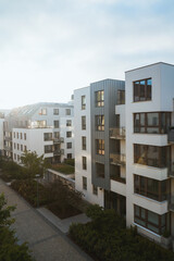 Sunset in a European middle house apartment. Concept of modern architecture for a better living....