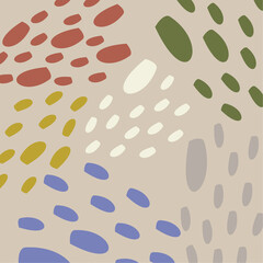 Fototapeta na wymiar Vector abstract composition with red, blue, green, yellow and brown spots on beige background.
