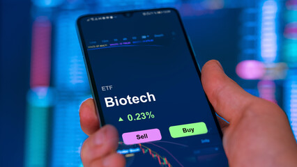 Invest in biotech ETF, an investor buys or sell an etf biotechnologies fund, start-up biotech stock.