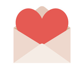 Love letter icon. Open envelope with heart inside. Love mail concept. Vector flat illustration 